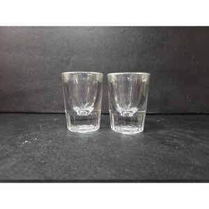 Libbey Heavy Shot Glass Retro Clear Ribbed Panel Fluted Base 3" Tall Set Of 2